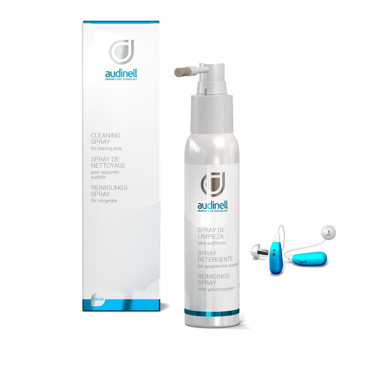AudinellCleaningSprayAndBrushforHearingAids
