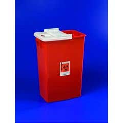 SharpSafetyLargeVolumeSharpsContainerHingedLid-18gallon,Red-Each