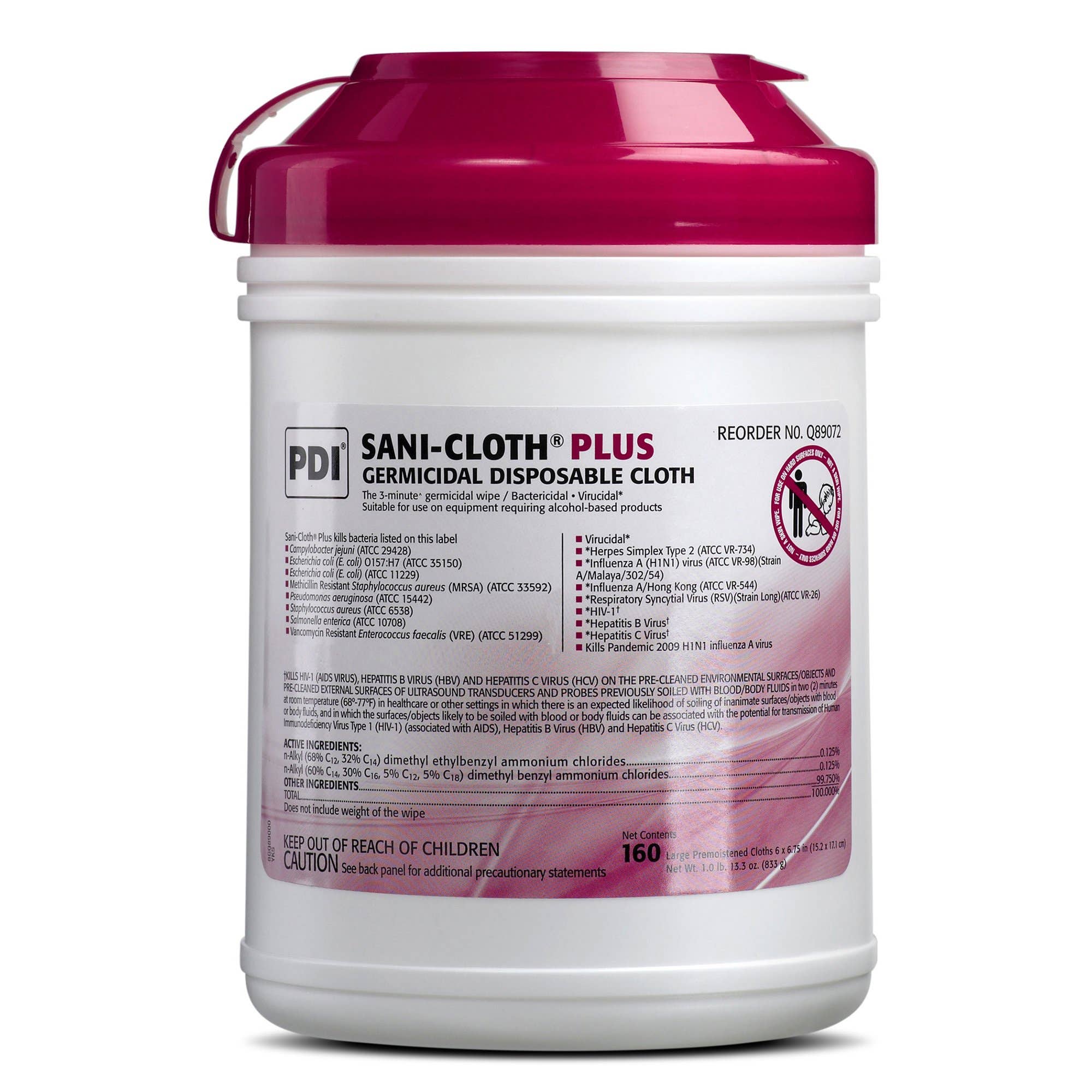 Sani-ClothPlusGermicidalWipeDisinfectantCleaner,Non-SterileCanister,6x6¾Inch