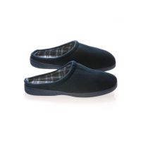 Male Velvet Vamp With Cotton Lining Memory Foam Slippers - Blue 11-12