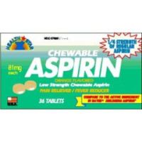 Aspirin Orange Chewables Tablets - 81 mg - Bottle of 36