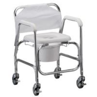 Shower Chair and Commode with 4 Locking Swivel Wheels - Each