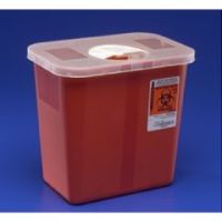 3 Gallon Multi-Purpose Sharps Container with Hinged, Rotor Lid - Red