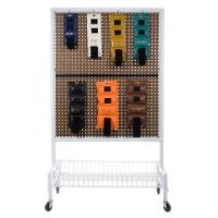 2-sided mobile weight storage cart w/22 6 hooks