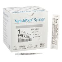 Safety Tuberculin Syringe with Needle VanishPoint 1 mL 1/2 Inch 27 Gauge Retractable Safety Needle Regular Wall