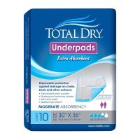 TotalDry Incontinence Underpads, Heavy Absorbency, Disposable, 30 X 36 Inch, Blue 100/CS