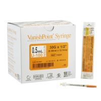 Safety Insulin Syringe with Needle VanishPoint 0.5 mL 1/2 Inch 30 Gauge Retractable Safety Needle Regular Wall
