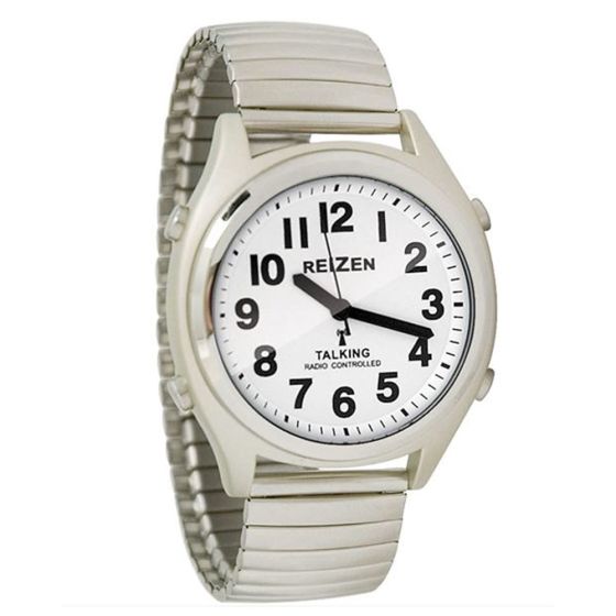 Reizen Atomic Talking Watch - White Face with Black Numbers