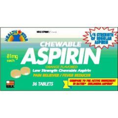 Aspirin Orange Chewables Tablets - 81 mg - Bottle of 36