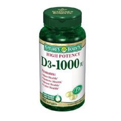 Nature's Bounty® Vitamin D 1000 IU Strength Softgel 100 per Bottle - Vitamin D 1000 IU - Bottle of 100