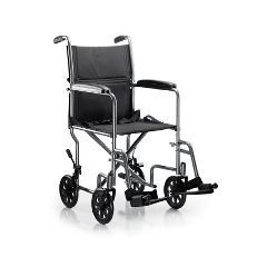 McKesson Transport Chair 19 Lightweight Silver Vein Steel, Fixed Arms, Padded Back - Each