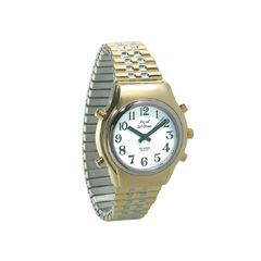 Mens Royal Tel-Time Bi-Color Talking Watch w/White Dial- Expansion Band - Each