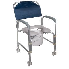 Aluminum Shower Chair and Commode with Casters - Each