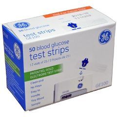 GE100 Blood Glucose Testing Strips - 50 - Bottle of 50