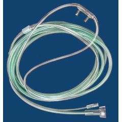 McKesson ETCO2 Nasal Sampling Cannula with O2 | Green, Male Luer-Lok / 2 Inch Pigtail Female Luer-Lok, 7 Foot O2 / 2 Inch CO2 Sampling Line