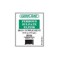Ferrous Sulfate Elixir 220 mg - 16oz bottle - Compares to Feosol - Bottle of 1