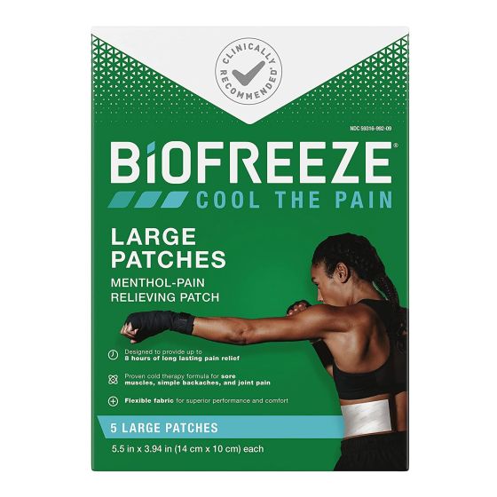 Topical Pain Relief Biofreeze 5% Strength Menthol Patch 5 per Box