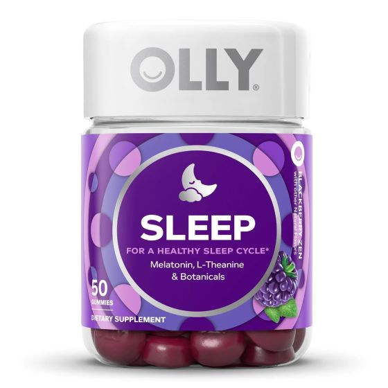 Dietary Supplement OLLY Sleep L-Theanine / Melatonin / Botanicals 100 mg - 3 mg - 16 to 17 mg Strength Gummy 50 per Bottle Blackberry Zen Flavor - 1/BT