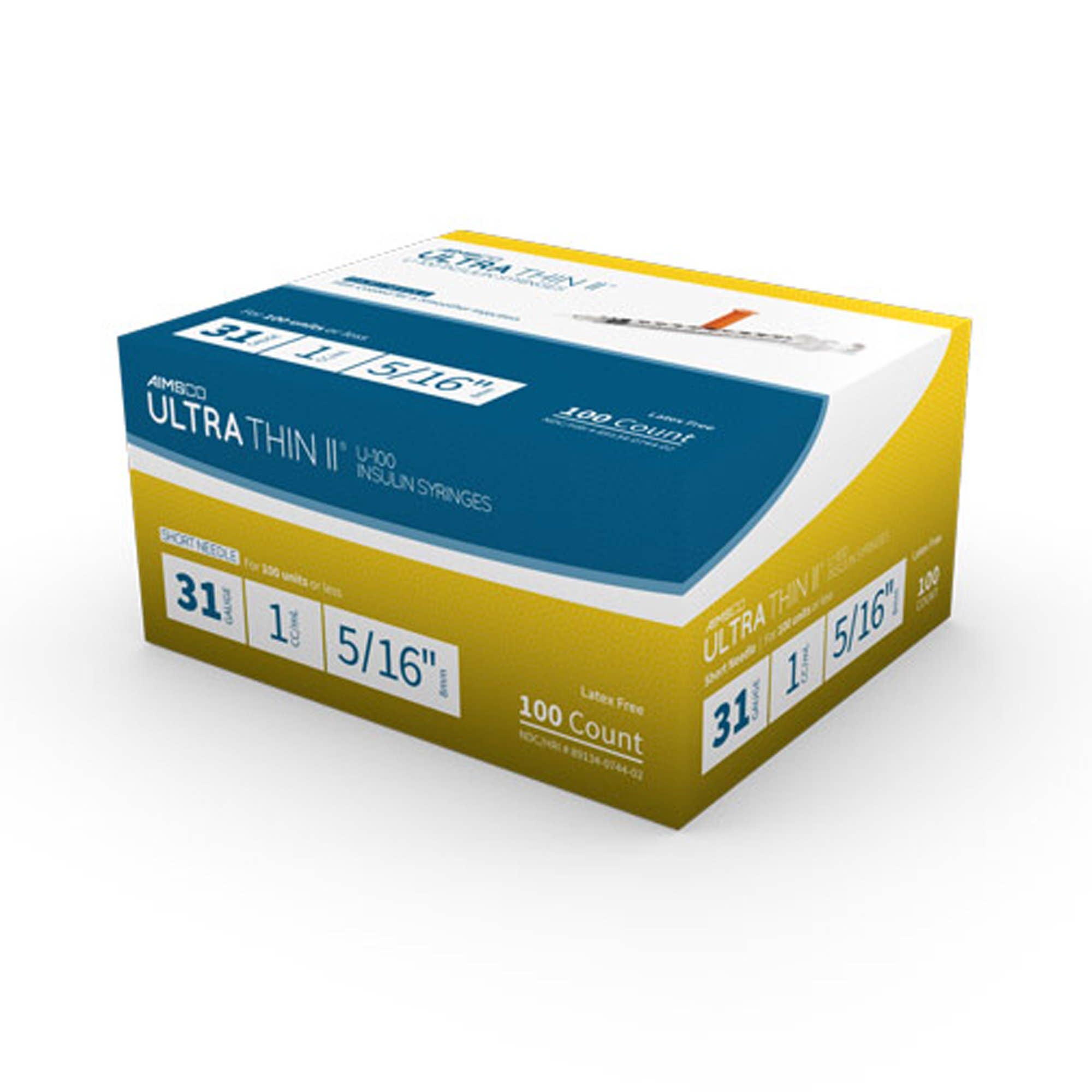 StandardInsulinSyringewithNeedleAIMSCO1mL5/16Inch31GaugeNonSafetyUltraThinWall