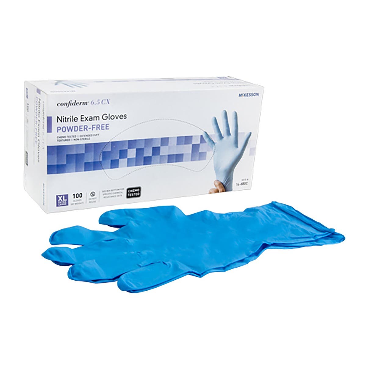 McKessonConfiderm®6.5CXExtendedCuffNitrileExtendedCuffLengthExamGlove,Blue