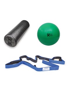 BackKit(Green–65cm)-GreenABSExerciseBall+6”FoamRoller+StretchStrap