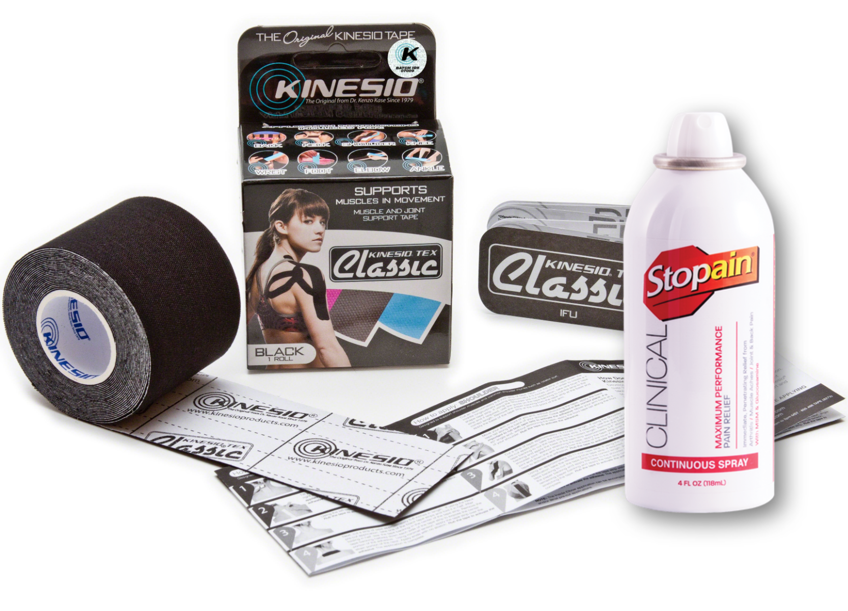 Kinesio®TexClassicBlackTapeandStopain®ClinicalSprayBundle