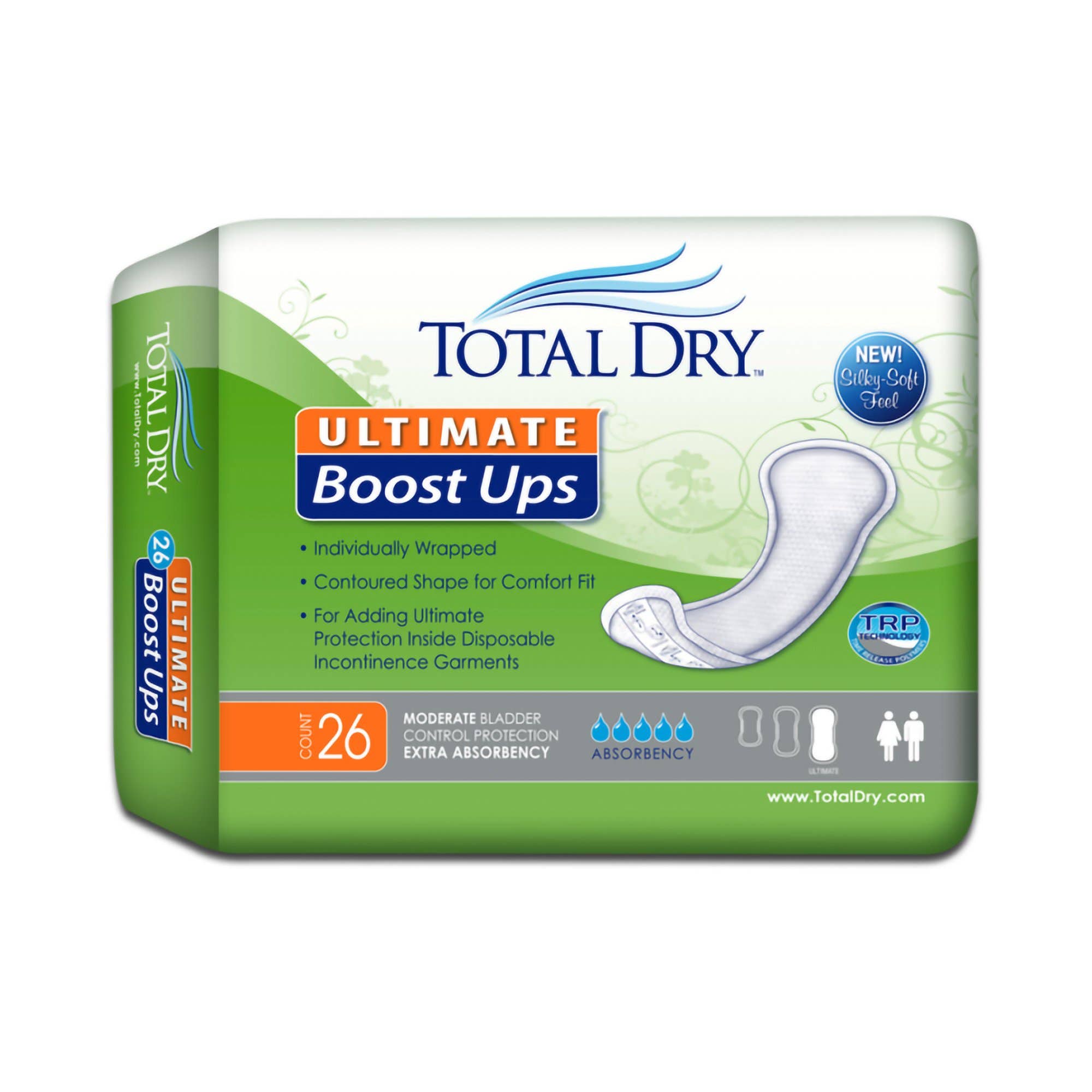 TotalDryUltimateBoostUpsAbsorbencyIncontinenceBoosterPad,16½-InchLength