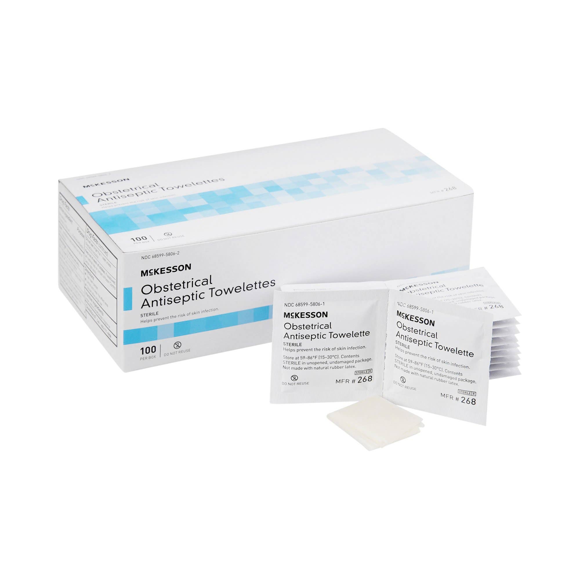 ObstetricalWipeMcKessonIndividualPacketBZK(BenzalkoniumChloride)CleanScent100Count
