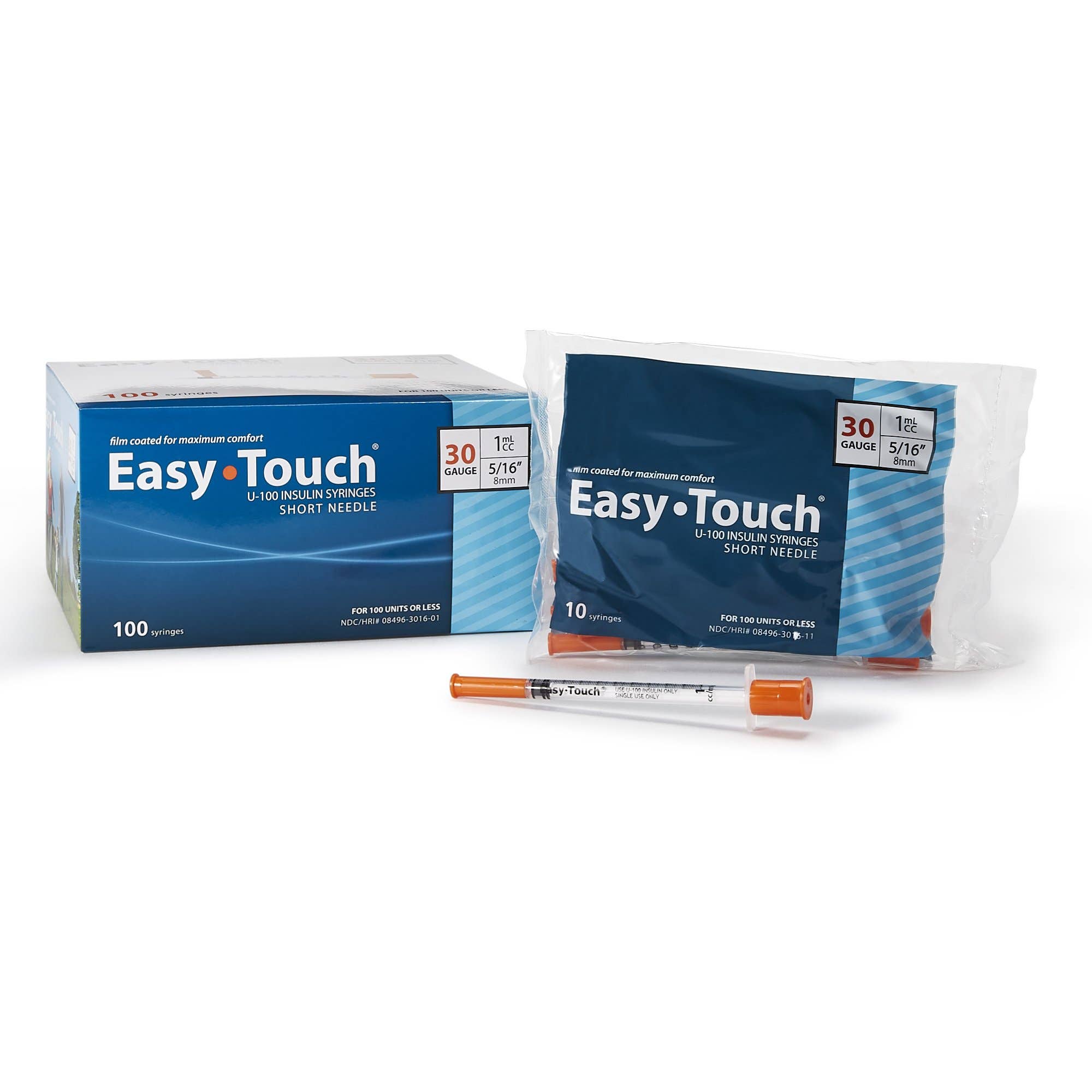StandardInsulinSyringewithNeedleEasyTouch5/16Inch30GaugeNonSafetyThinWall