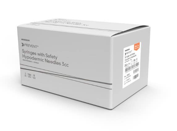 SafetyHypodermicSyringewithNeedleMcKessonPrevent3mL
