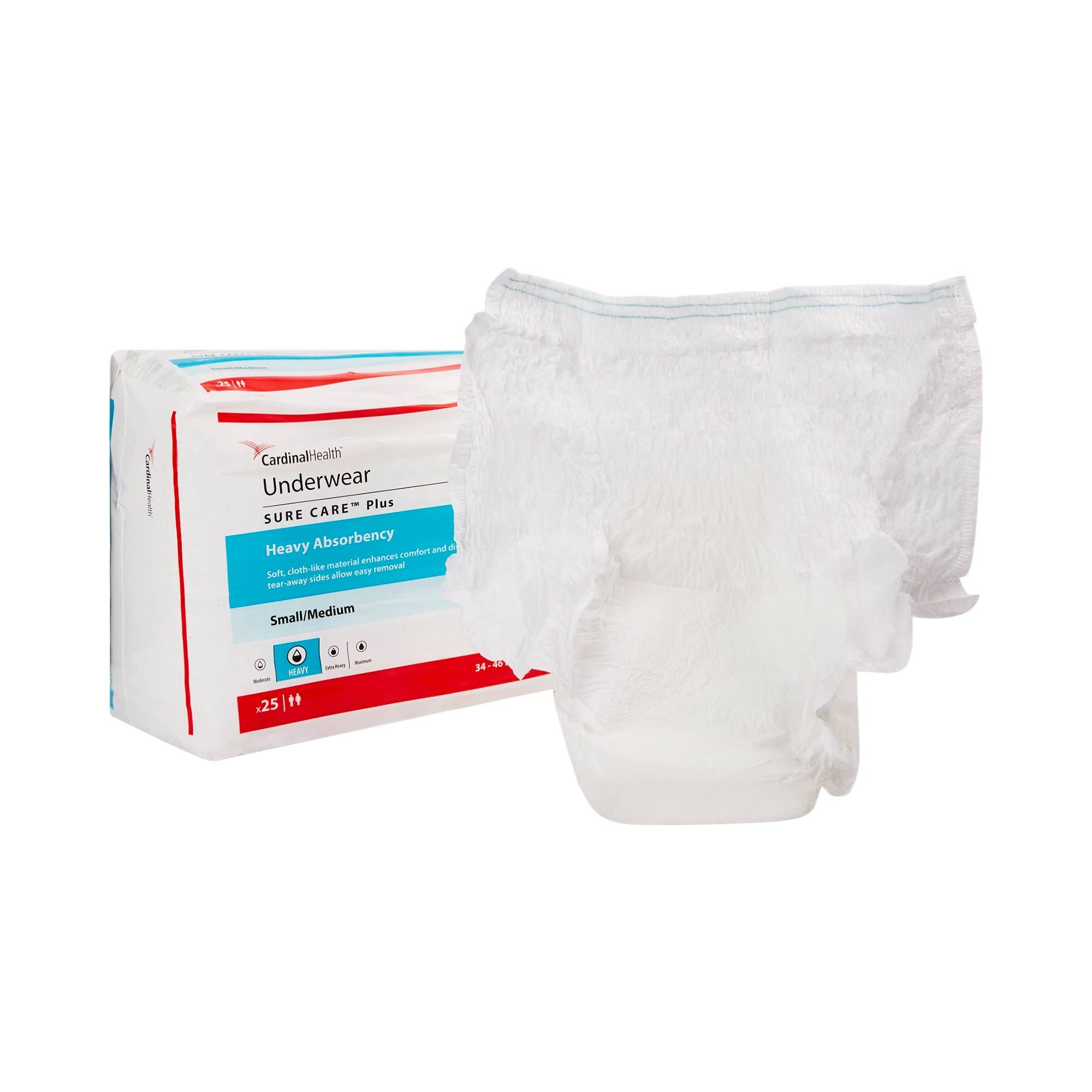 UnisexAdultAbsorbentUnderwearSureCarePullOnwithTearAwaySeamsMediumDisposableHeavyAbsorbency