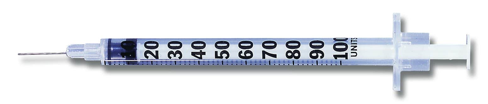 StandardInsulinSyringewithNeedleMicro-Fine1mL5/8Inch27GaugeNonSafetyRegularWall