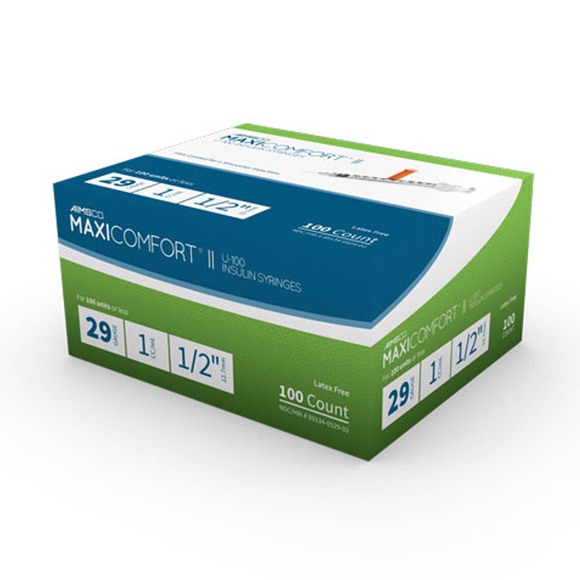 StandardInsulinSyringewithNeedleAIMSCO1/2Inch29GaugeNonSafetyUltraThinWall