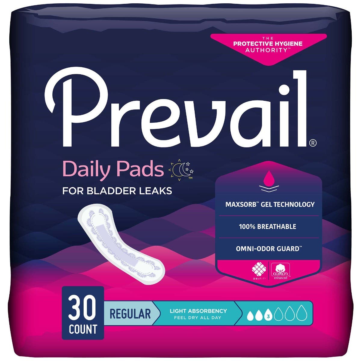 PrevailDailyPadsAdultDisposableLight-AbsorbentBladderControlPad,9-1/4Inch