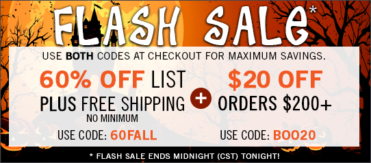 Orange Friday FLASH SALE - 60% off List + FREE Shipping No Minimum + $20 off $200