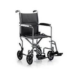 McKesson Transport Chair 19" Lightweight Silver Vein Steel, Fixed Arms, Padded Back - Each