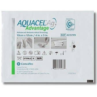 AQUACEL® Ag Advantage Enhanced Hydrofiber Dressing with Silver 4" x 5" - 4" X 5", Square