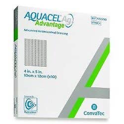 AQUACEL® Ag Advantage Enhanced Hydrofiber Dressing with Silver 4" x 5" - 4" X 5", Square - Box of 10