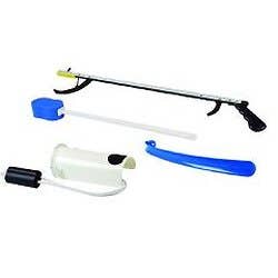 Hip Kit #8: 26" reacher, contoured sponge, sock and stocking aid, dressing stick