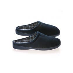 Male Velvet Vamp With Cotton Lining Memory Foam Slippers - Blue 11-12