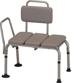 Padded Transfer Bench with Back for Bathtub & Shower