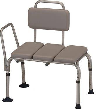 Padded Transfer Bench with Back for Bathtub & Shower