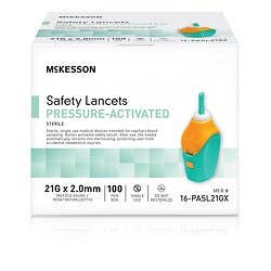 Safety Lancet McKesson Retractable Pressure Activated Finger