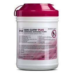 Sani-Cloth Plus Germicidal Wipe Disinfectant Cleaner, Non-Sterile Canister, 6 x 6¾ Inch