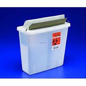 In-Room Sharps Container with Always-Open Lid -  5 Qt, Clear