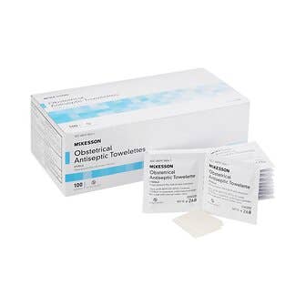 Obstetrical Wipe McKesson Individual Packet BZK (Benzalkonium Chloride) Clean Scent 100 Count 