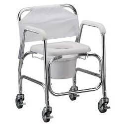 Shower Chair and Commode with 4" Locking Swivel Wheels - Each