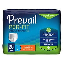 Unisex Adult Absorbent Underwear Prevail® Per-Fit® Extra Pull On with Tear Away Seams Disposable Heavy Absorbency