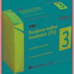 PVP Iodine Swabsticks. - 3's - Case of 750
