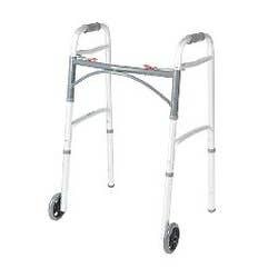 McKesson Adult Aluminum Folding Walker with 5" Wheels - Each